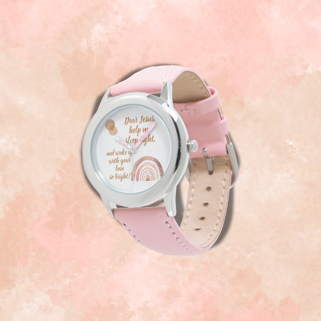 Christliches Kindergebet Brown & Pink | Armbanduhr (Von Creator hochgeladen)