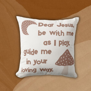 Christliches Kindergebet Brown & White Kissen