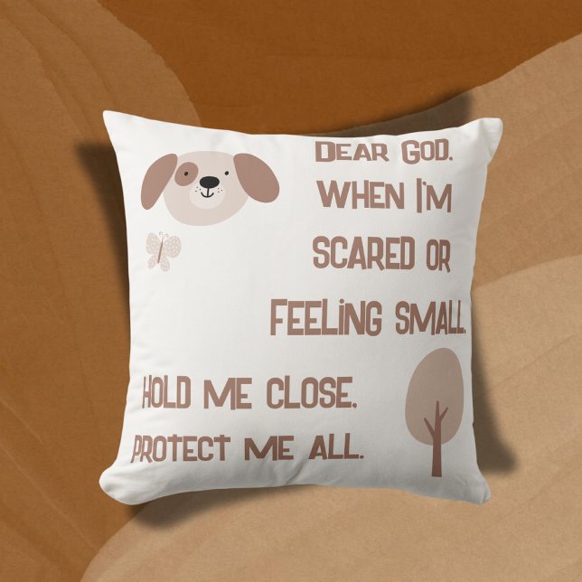 Christliches Kindergebet Brown & White | Kissen (Von Creator hochgeladen)