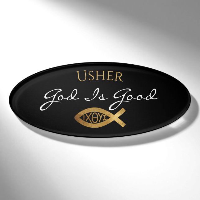 Christliches Kirchenministerium Usher Ichthys Namenschild (Vorderseite)