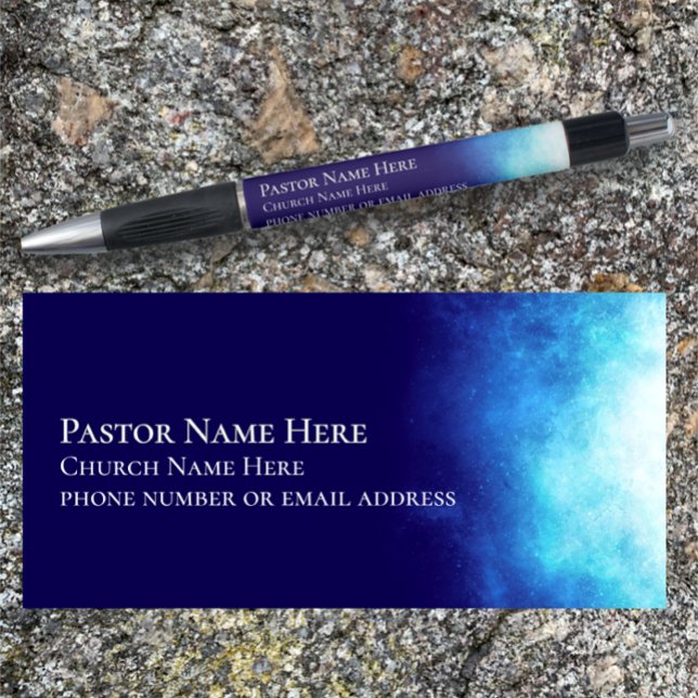 Christliches kirchliches Geschenk im benutzerdefin Kugelschreiber (Custom text pen with cool modern blue nebula style.  Add name address great church promotional gift
)