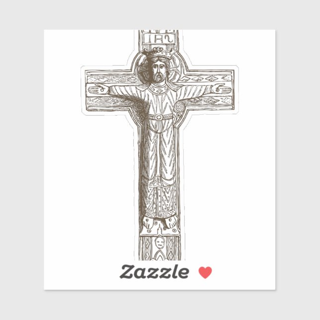 Christliches Klassikkreuz Aufkleber (Blatt)