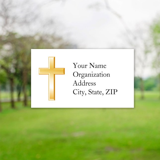 Christliches Kreuz 3.5" x 2.0 Visitenkarten Standa Visitenkarte (Gold cross, symbol of Christian faith. Customize with your text. )