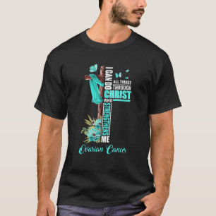 Christliches Kreuz Aquamarine Ribbon Survivor Kämp T-Shirt