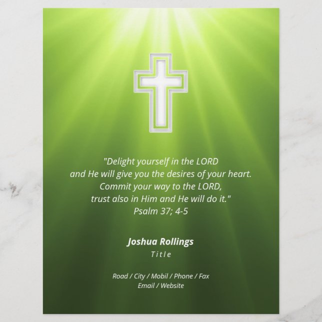 Christliches Kreuz auf grünem Hintergrund Flyer (Vorne)