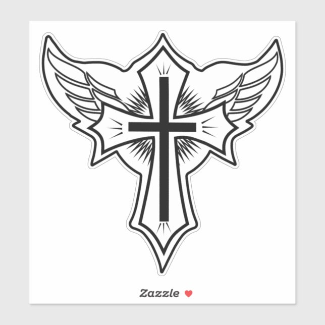 Christliches Kreuz Aufkleber (Blatt)