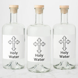Christliches Kreuz der Hochwassertaufkirche Alkoholflaschenetikett