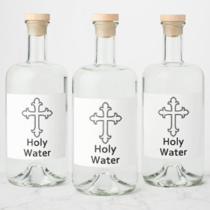 Christliches Kreuz der Hochwassertaufkirche Alkoholflaschenetikett