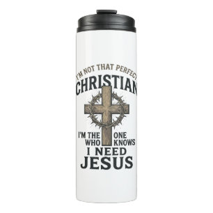 Christliches Kreuz Dornenkrone Vintage-Glaubens-Sh Thermosbecher