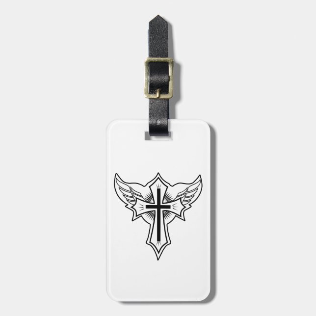 Christliches Kreuz Gepäckanhänger (Vorderseite vertikal)