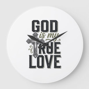Christliches Kreuz Gott ist meine wahre Liebe Vekt Große Wanduhr