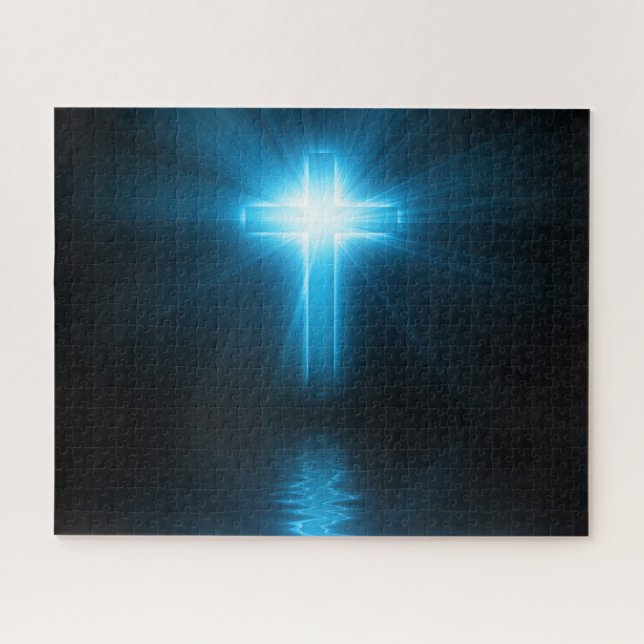 Christliches Kreuz im blauen Licht (Horizontal)