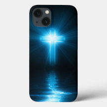 Christliches Kreuz in blauem Licht