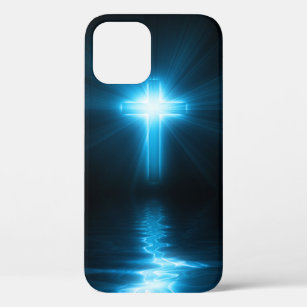 Christliches Kreuz in blauem Licht Case-Mate iPhone Hülle