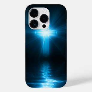 Christliches Kreuz in blauem Licht Case-Mate iPhone 14 Pro Hülle