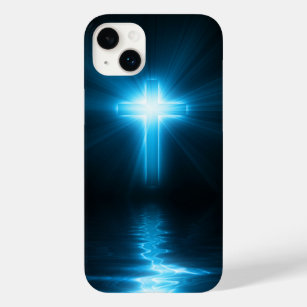 Christliches Kreuz in blauem Licht Case-Mate iPhone 14 Plus Hülle