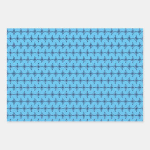 Christliches Kreuz in himmlisch blauem Kunstwerk Geschenkpapier Set