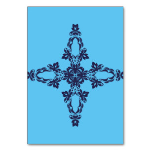 Christliches Kreuz in himmlisch blauem Kunstwerk Tischnummer