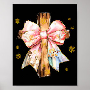 Christliches Kreuz Jesus Geburt Engel Schleife Wei Poster