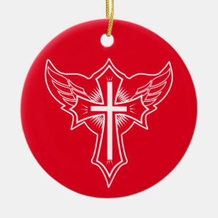 Christliches Kreuz Keramik Ornament