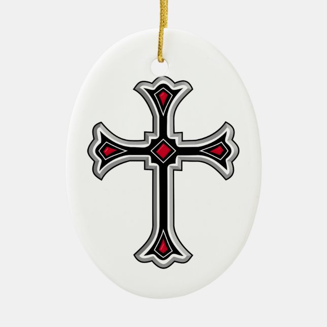 Christliches Kreuz Keramik Ornament (Vorne)