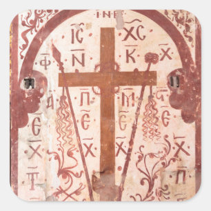 Christliches Kreuz Kunstwerk Quadratischer Aufkleber