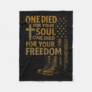 Christliches Kreuz Militärveteran Amerikanische Fl Fleecedecke