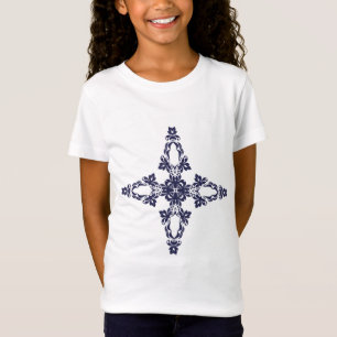 Christliches Kreuz mit blauem Ornament T-Shirt