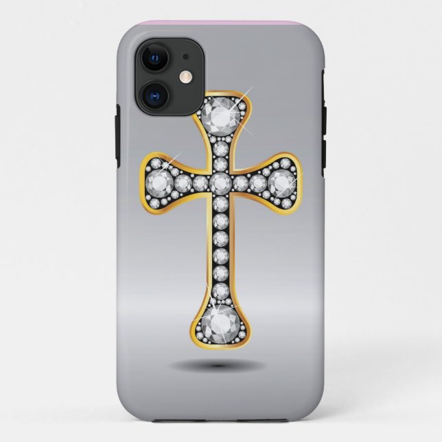 Christliches Kreuz mit "Diamant-" Steinen Case-Mate iPhone Hülle (Rückseite)