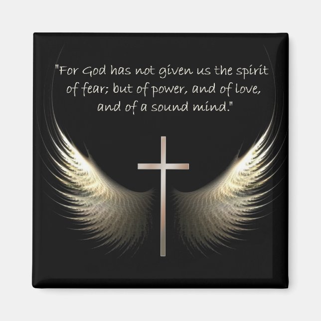 Christliches Kreuz mit Heiligem Geist und Bibelver Magnet (Vorne)