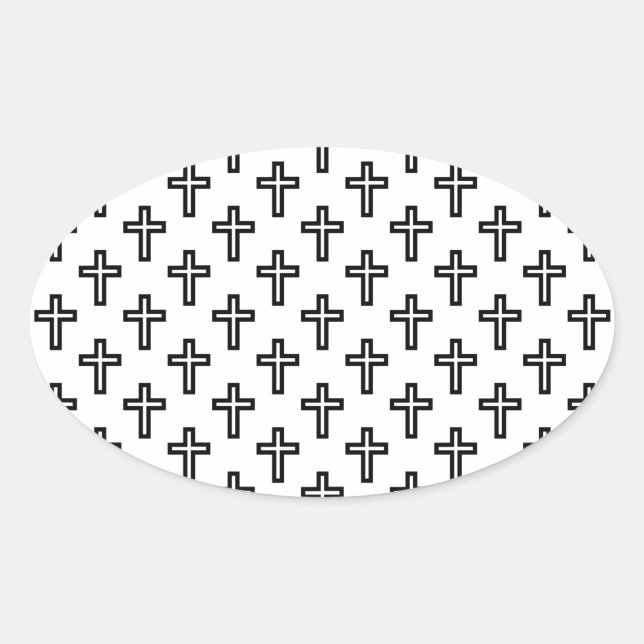 Christliches Kreuz Ovaler Aufkleber (Vorderseite)
