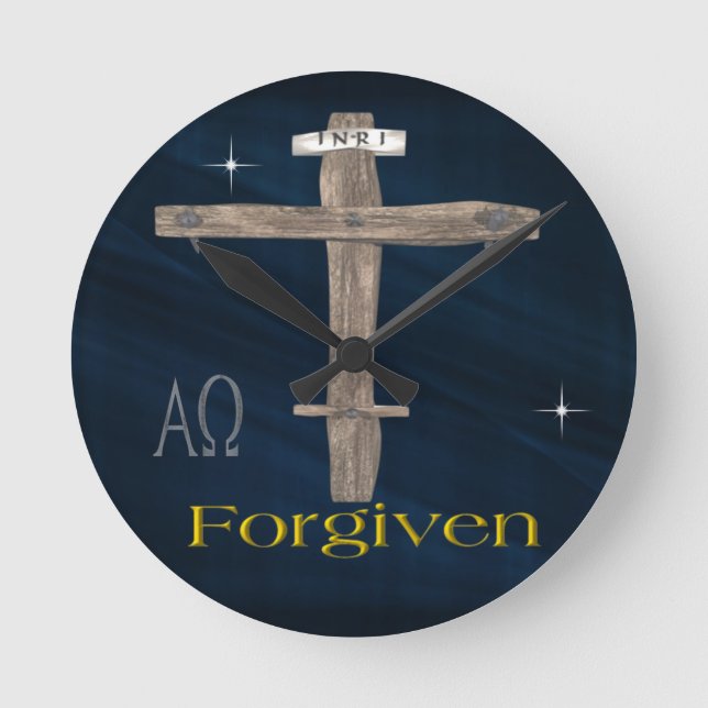 Christliches Kreuz Runde Wanduhr (Vorderseite)