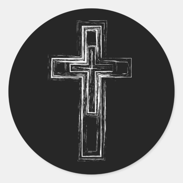 Christliches Kreuz Runder Aufkleber (Vorderseite)
