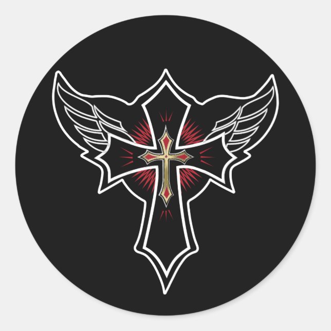 Christliches Kreuz Runder Aufkleber (Vorderseite)