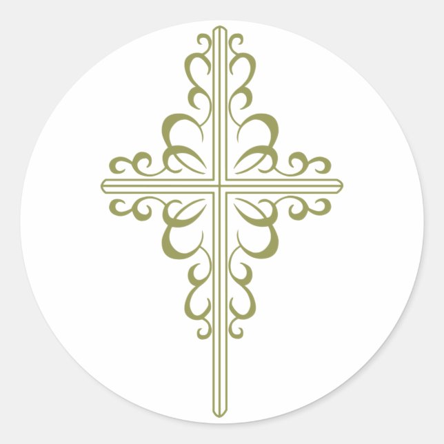 Christliches Kreuz Runder Aufkleber (Vorderseite)