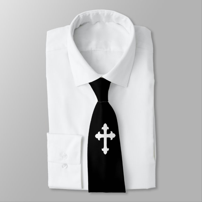 Christliches Kreuz-Symbol Weiß Krawatte (Gebunden)