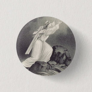 Christliches Kreuz-und-Krone-Symbol Button