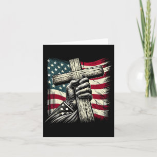 Christliches Kreuz und US-Flagge 4. Juli Jesus Karte