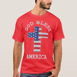 Christliches Kreuz USA-Flagge Gott segne Amerika P T-Shirt
