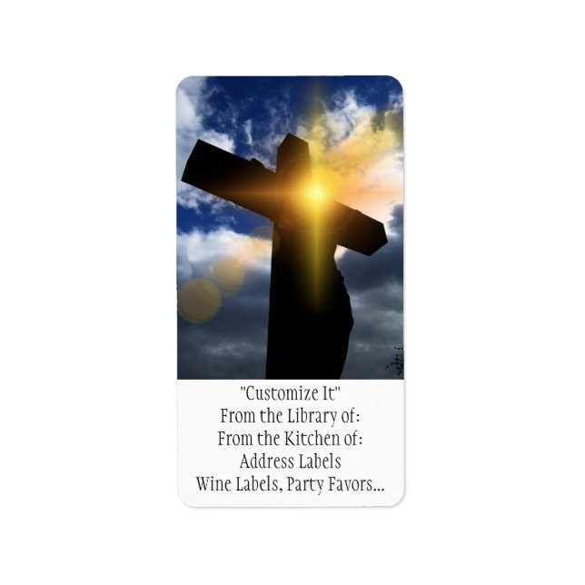 Christliches Kreuz zu Ostern Sonnenaufgang Adressaufkleber (Vorne)