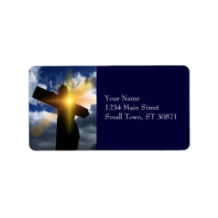 Christliches Kreuz zu Ostern Sonnenaufgang Adressaufkleber