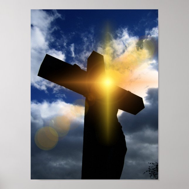 Christliches Kreuz zu Ostern Sonnenaufgang Poster (Vorne)