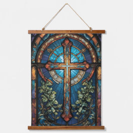 Christliches Kreuzglas Wandteppich Mit Holzrahmen