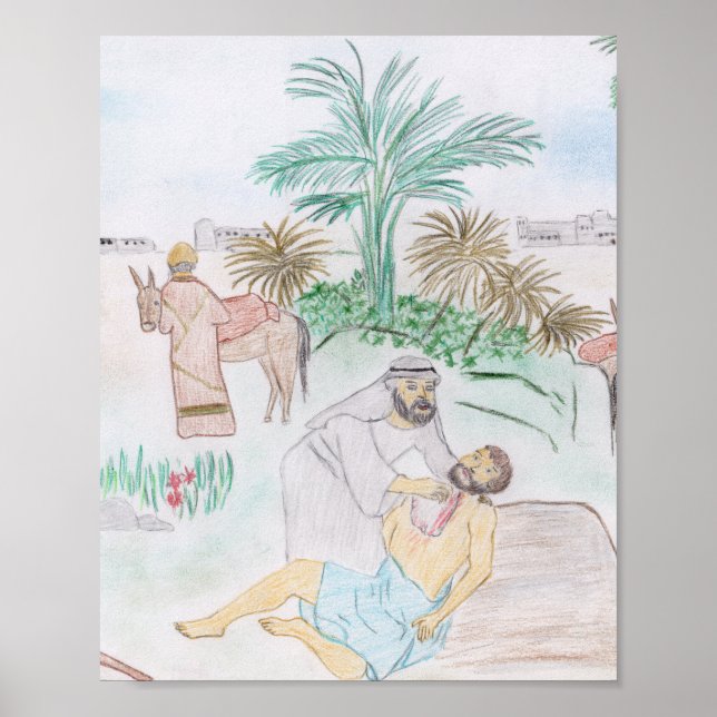 Christliches Kunstwerk Das gute Samariter Poster (Vorne)