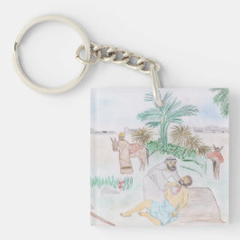 Christliches Kunstwerk Das gute Samariter Schlüsselanhänger