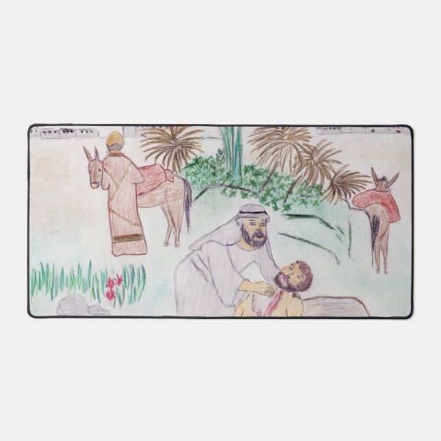 Christliches Kunstwerk Das gute Samariter Schreibtischunterlage (Vorderseite)