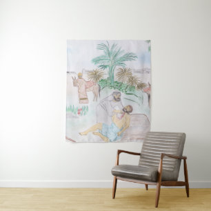 Christliches Kunstwerk Das gute Samariter Wandteppich