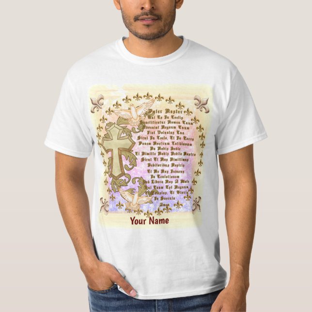 Christliches lateinisches Lordgebet T-Shirt (Vorderseite)