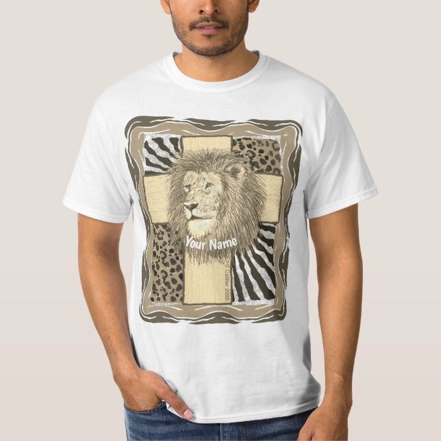 Christliches Lion Cross T-Shirt (Vorderseite)