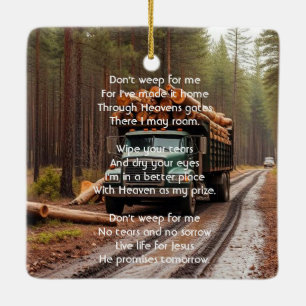 Christliches Log-LKW-Fahrer-Gedenkgeschenk Keramikornament